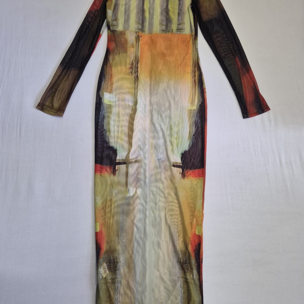 Long Multicolor Sheer Bodycon Dress